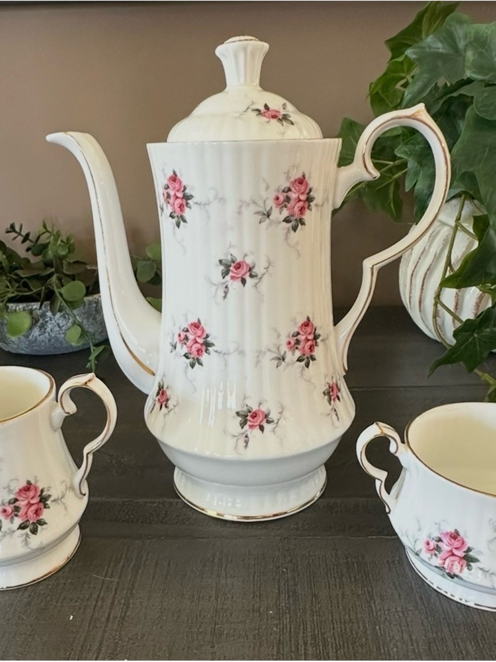 Vintage Hammersley Spode Princess House Windsor Rose CoffeeTea Pot Cream Sugar